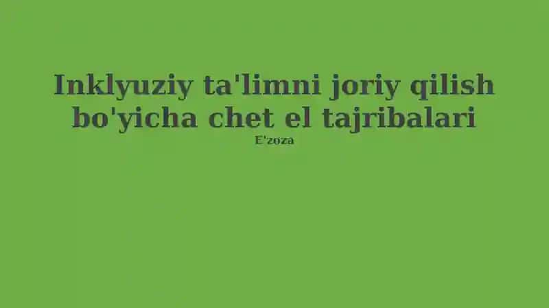 Inklyuziy ta'limni joriy qilish bo'yicha chet el tajribalari