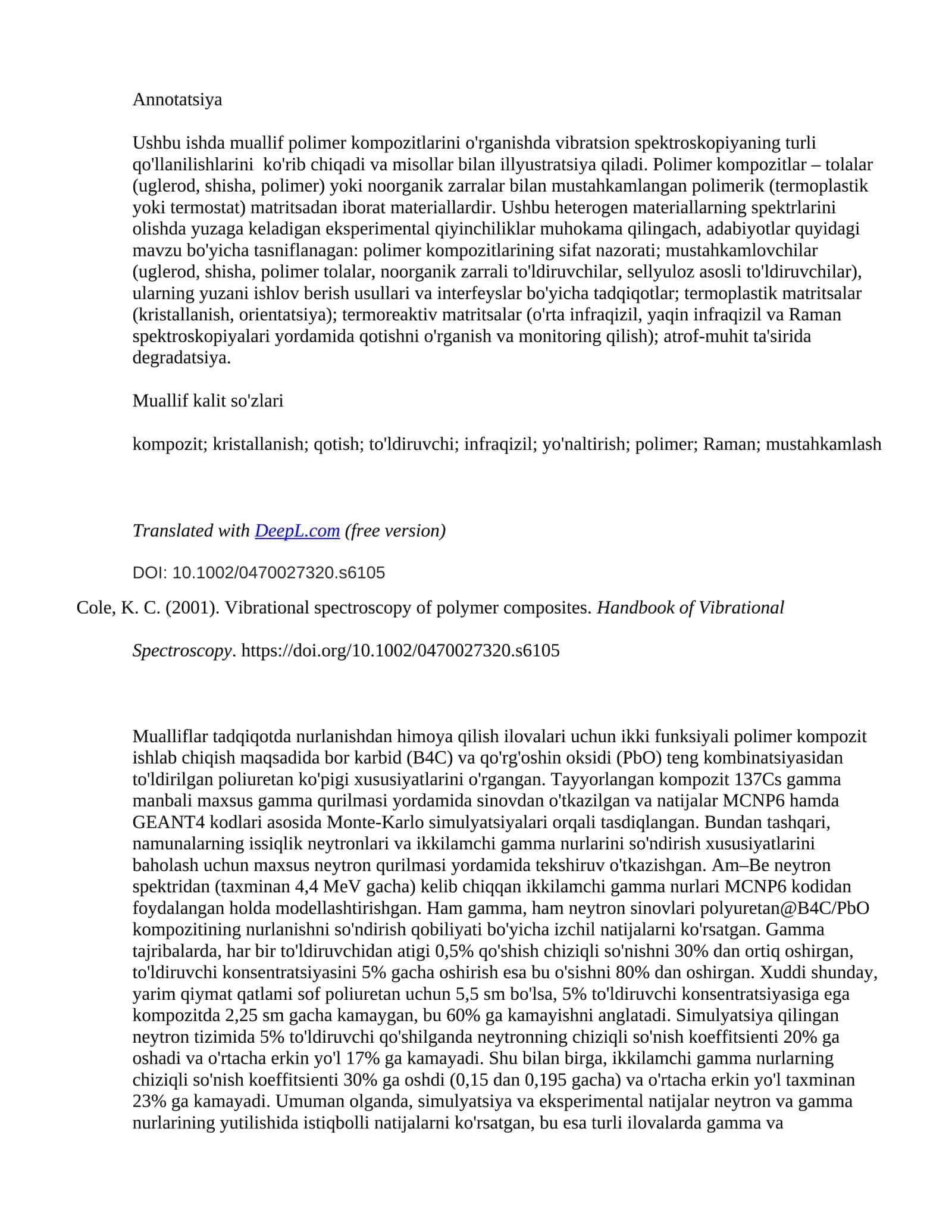 Polimer kompozitlarining spektral nazorati 1