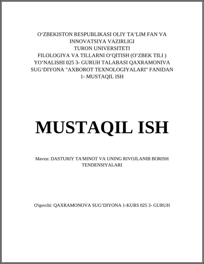 Dasturiy ta'minotning rivojlanishi 1