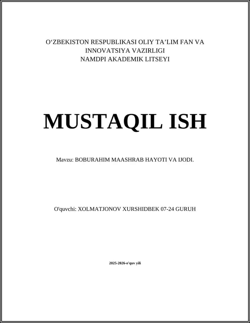 Boburahim Maashrab Hayoti va Ijodi 1