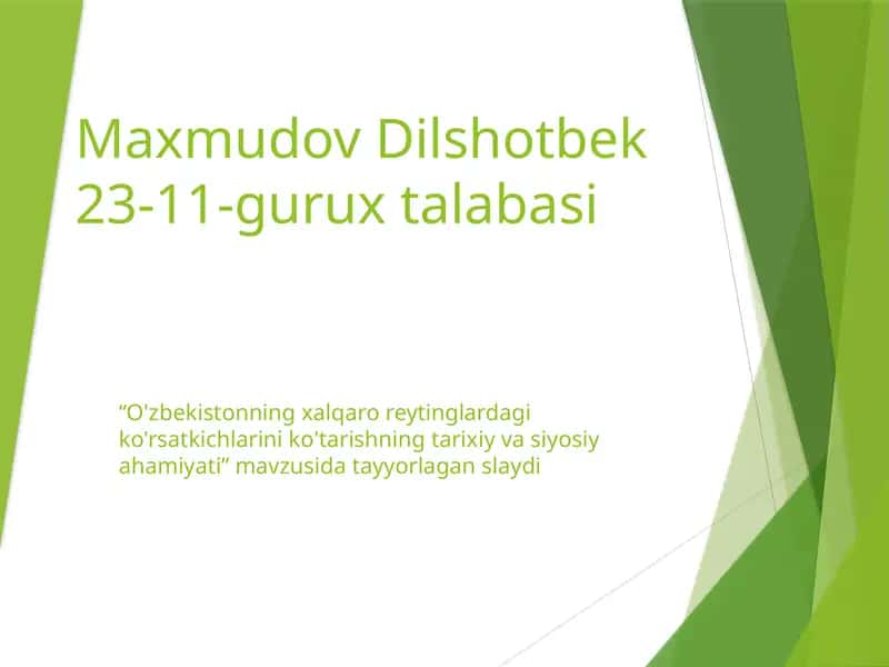 O'zbekistonning xalqaro reytinglarda ko'rsatkichlari 1