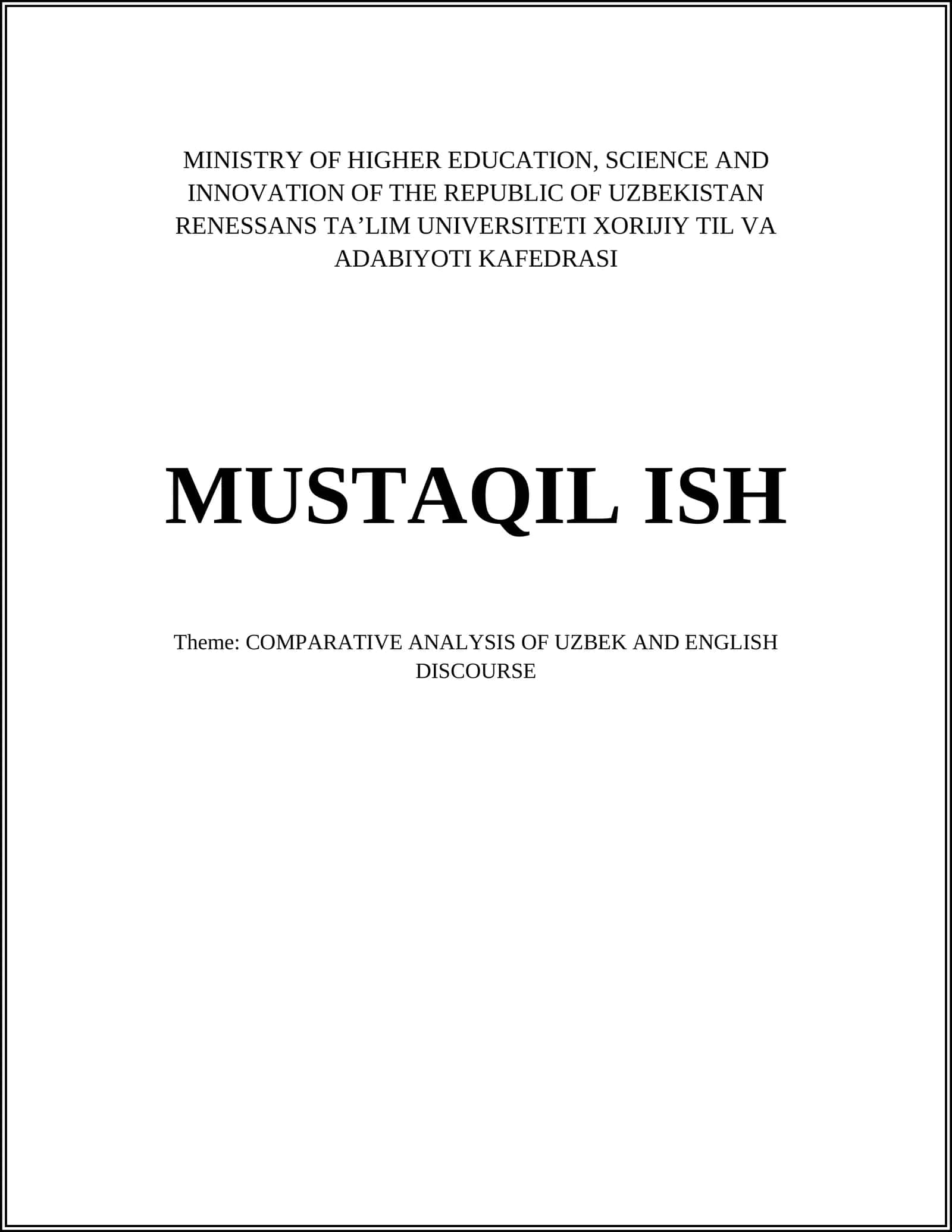 Language Structures in Uzbek and English Discourse 1