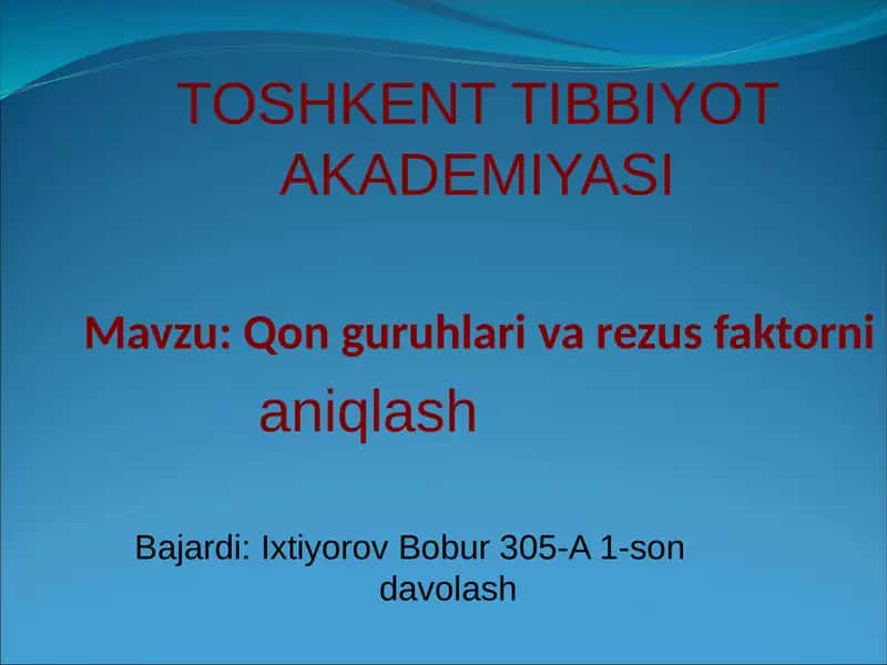 Qon guruhlari va rezus faktorni 1