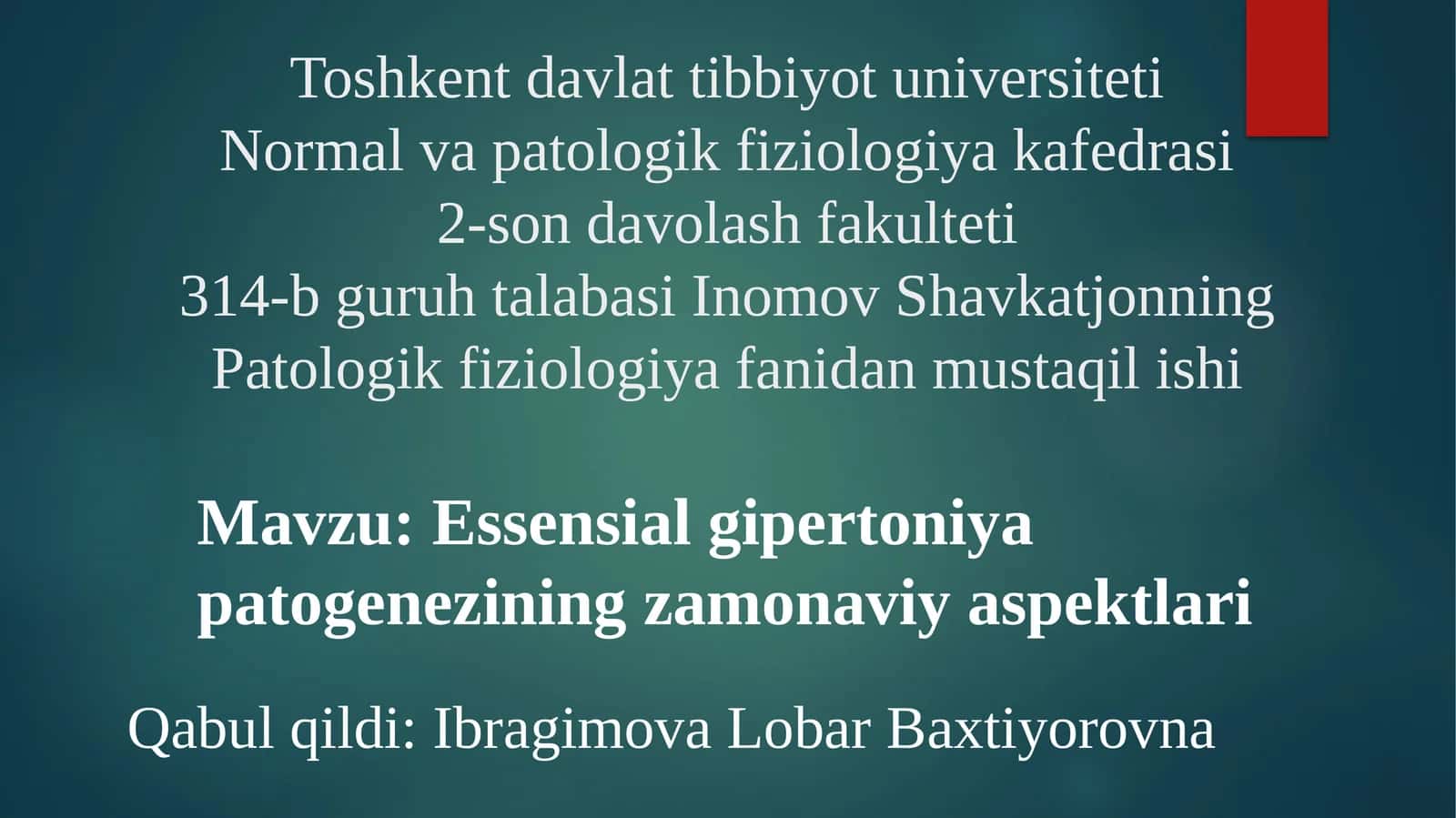 Essensial gipertoniya patogenezining zamonaviy aspektlari 1