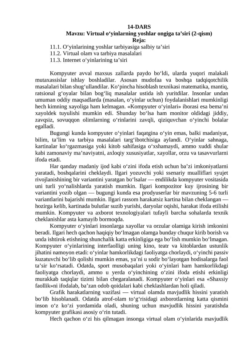 Kompyuter o‘yinlari 1