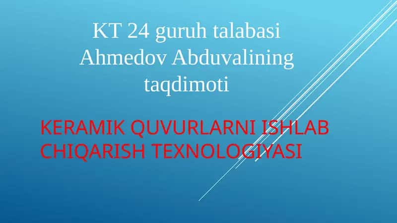 keramik quvurlarni ishlab chiqarish texnologiyasi 1