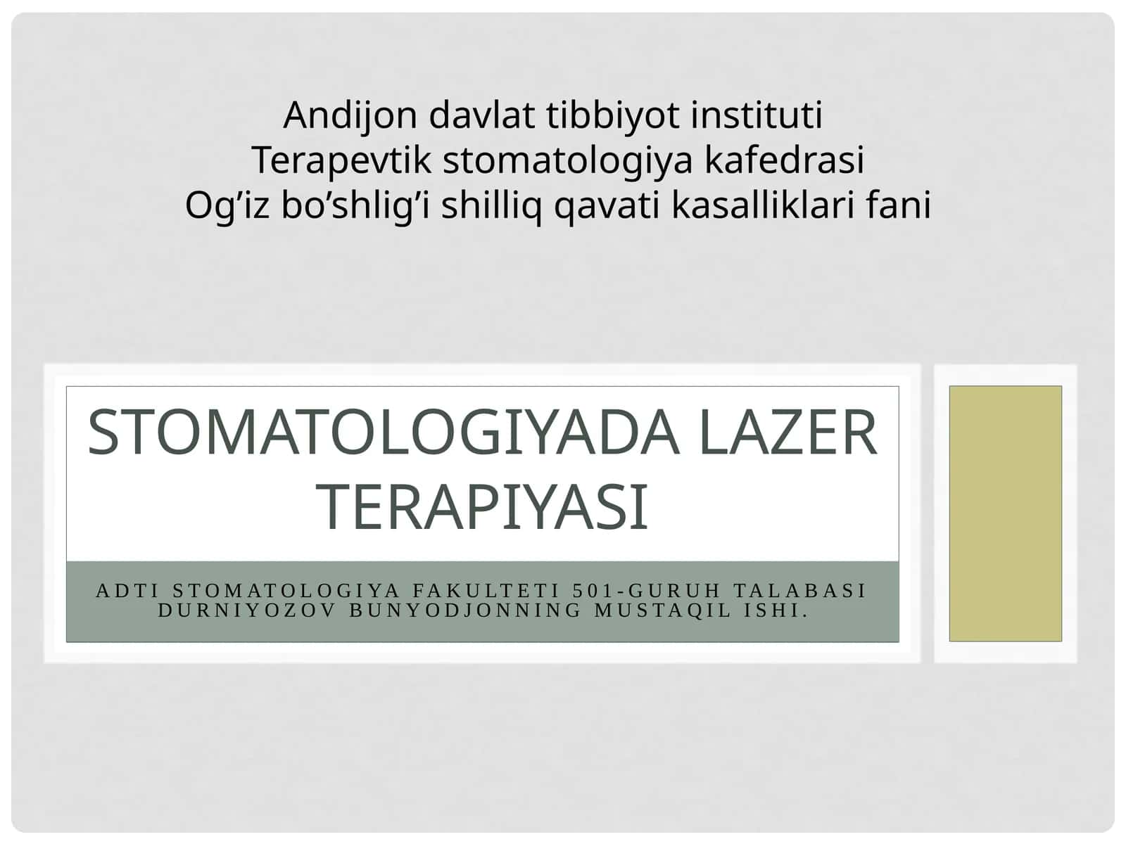 STOMATOLOGIYADA LAZER TERAPIYASI 1