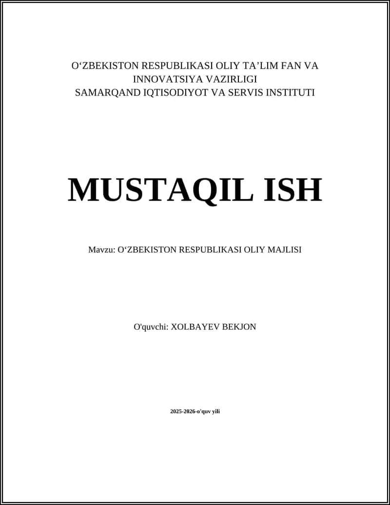 O‘ZBEKISTON RESPUBLIKASI OLIY MAJLISI 1