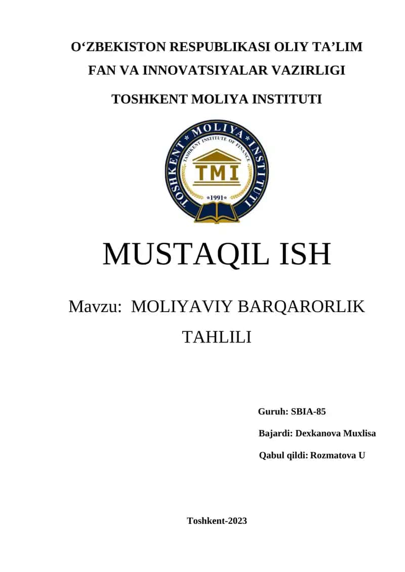 Moliyaviy Barqarorlik Tahlili 1