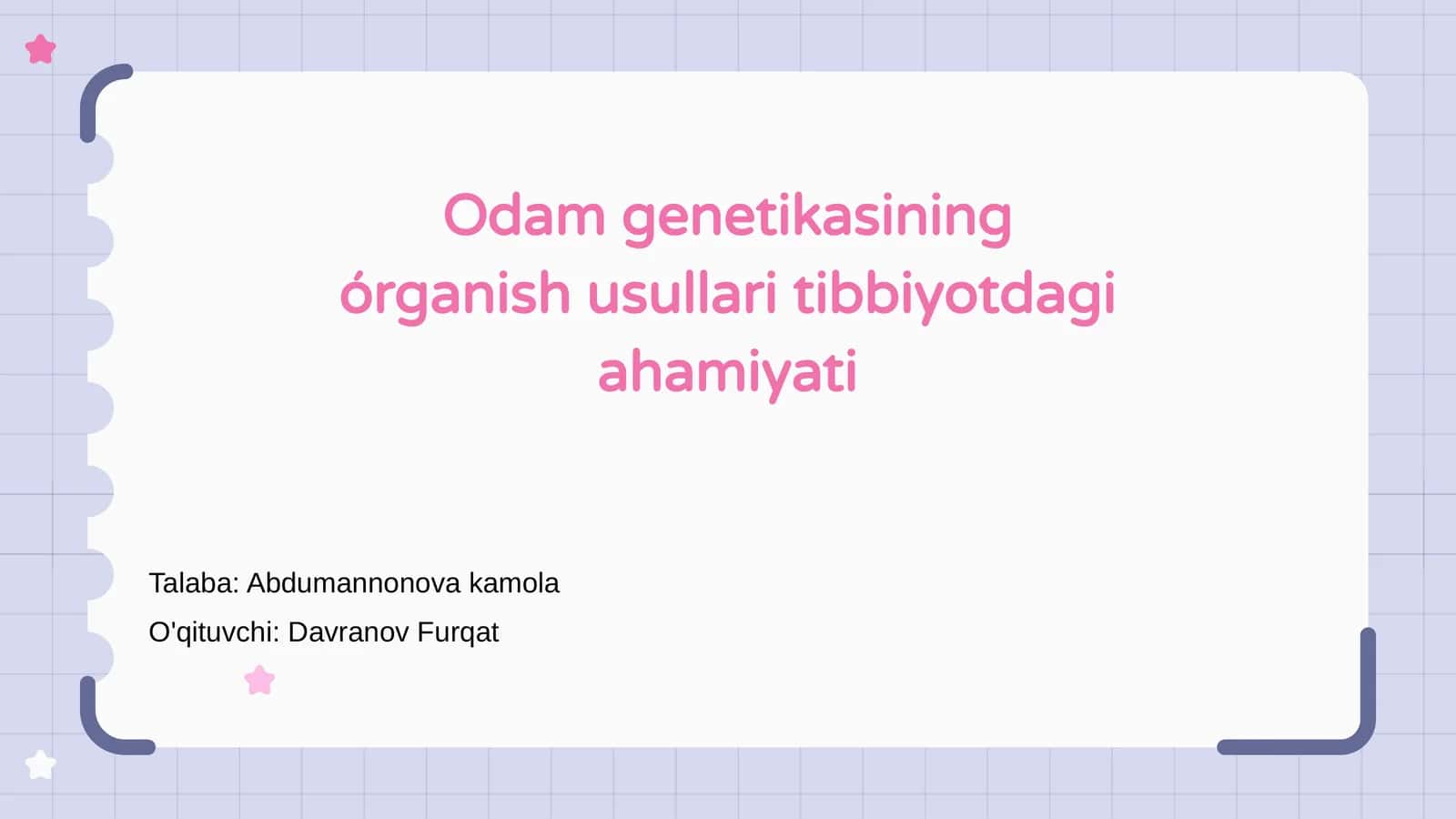 Odam genetikasining órganish usullari tibbiyotdagi ahamiyati 1