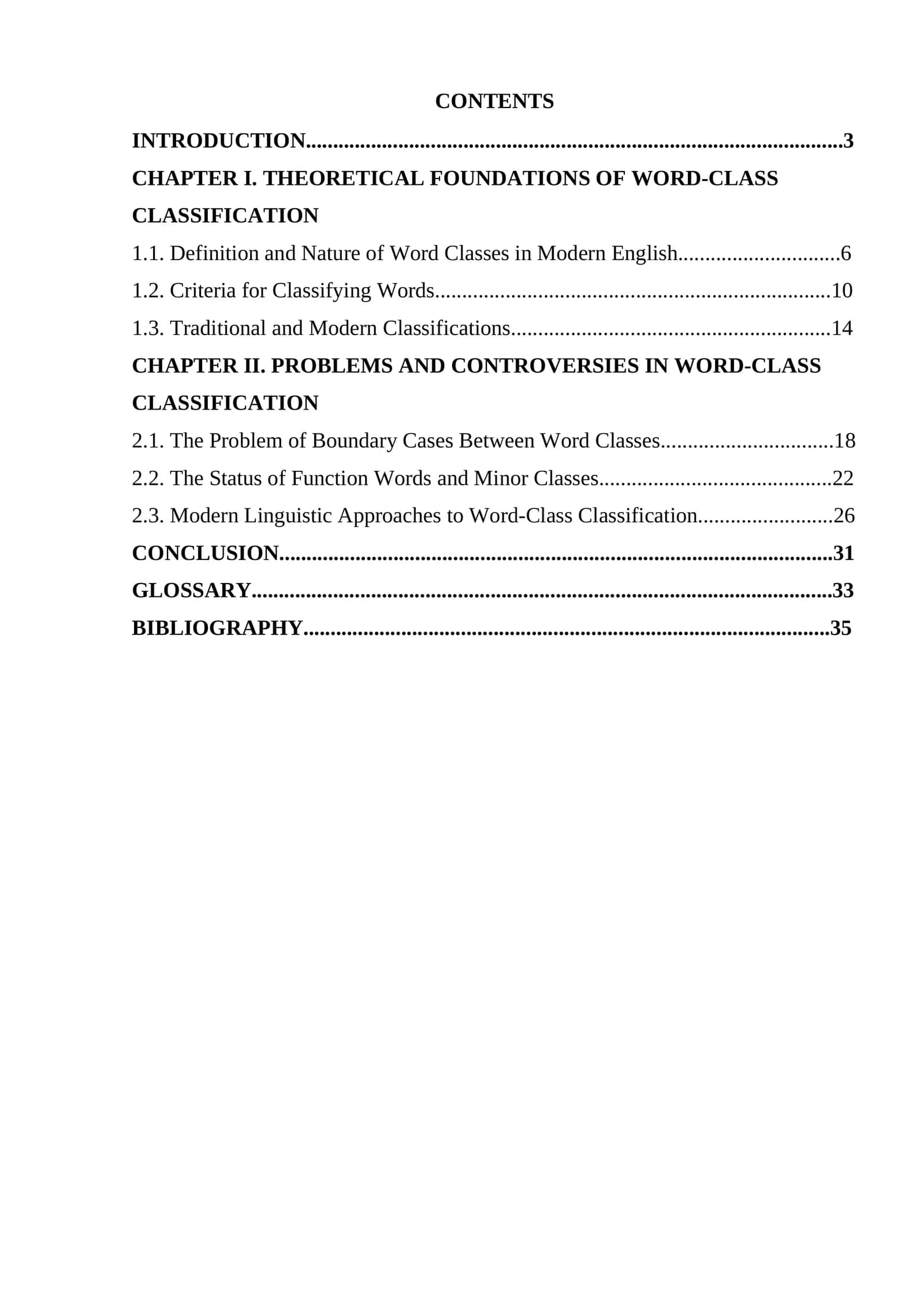 The Problem of Word-Class Classification in Modern English 1