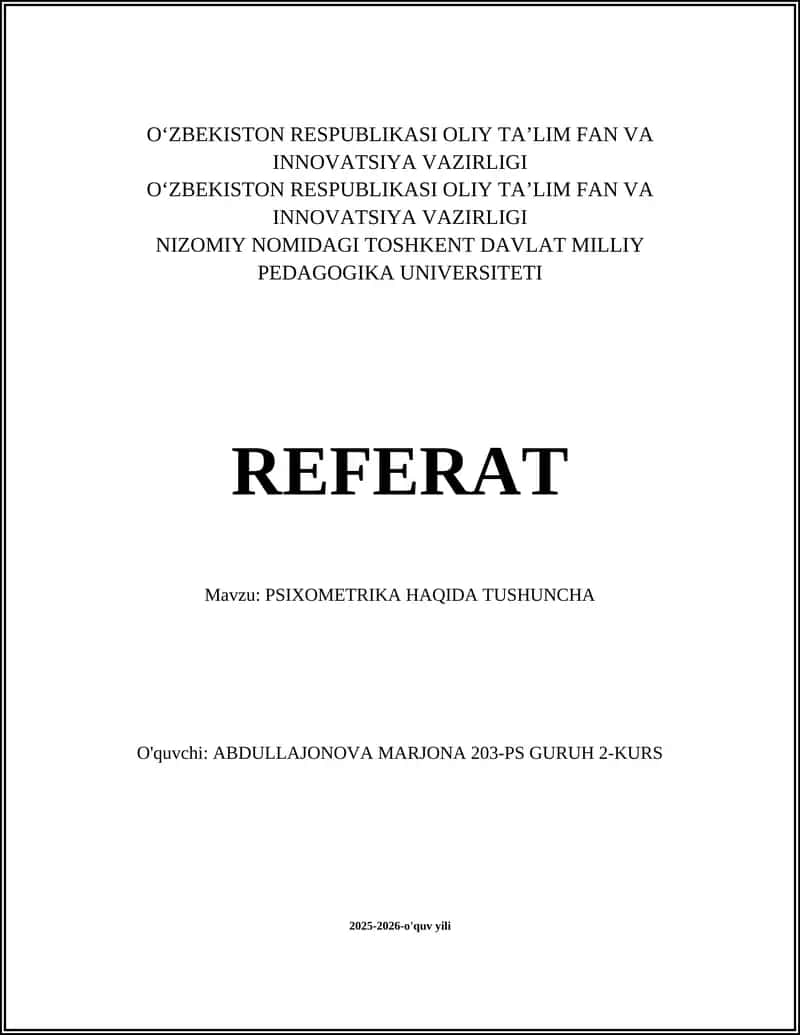 PSIXOMETRIKA HAQIDA TUSHUNCHA 1