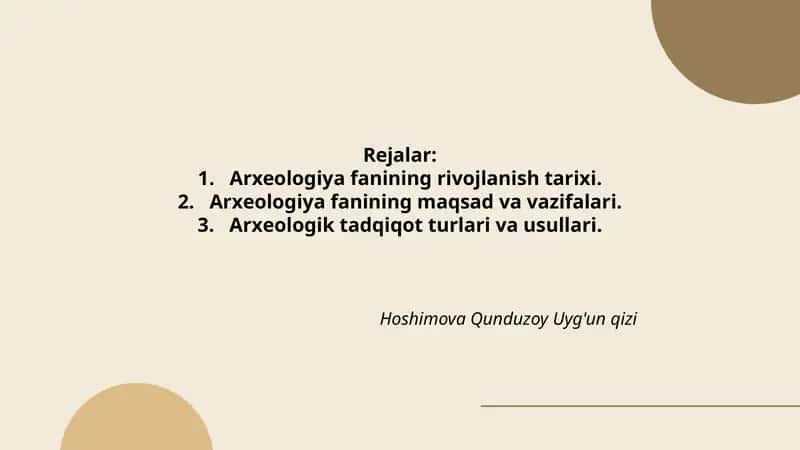 Arxeologiya fanining rivojlanish tarixi 1