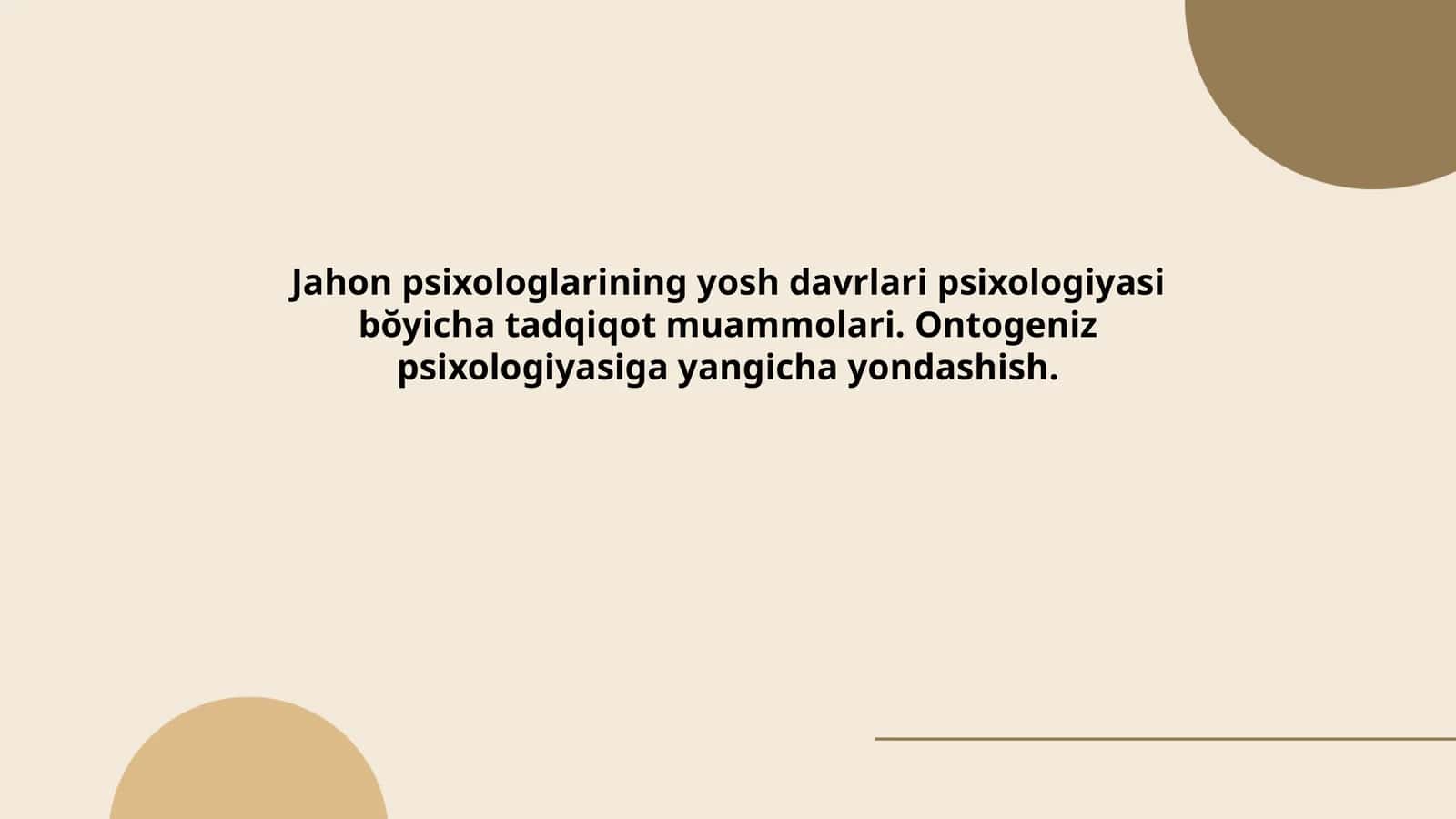 Yosh davrlarining Psixologiyasi 1
