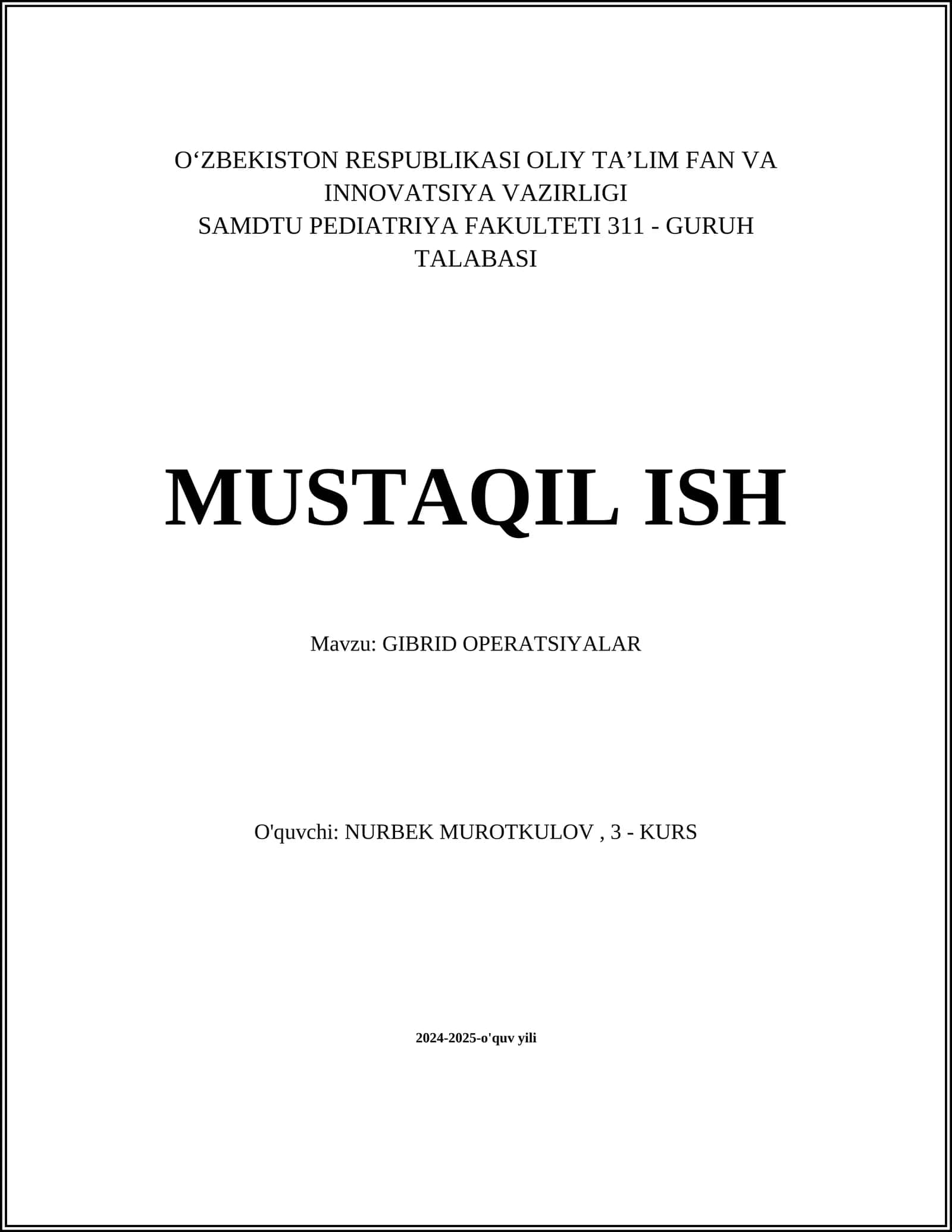 GIBRID OPERATSIYALAR 1