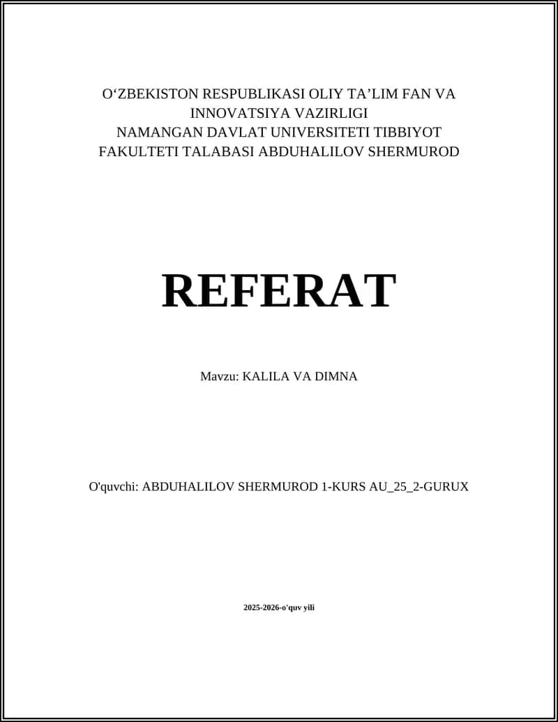 KALILA VA DIMNA 1