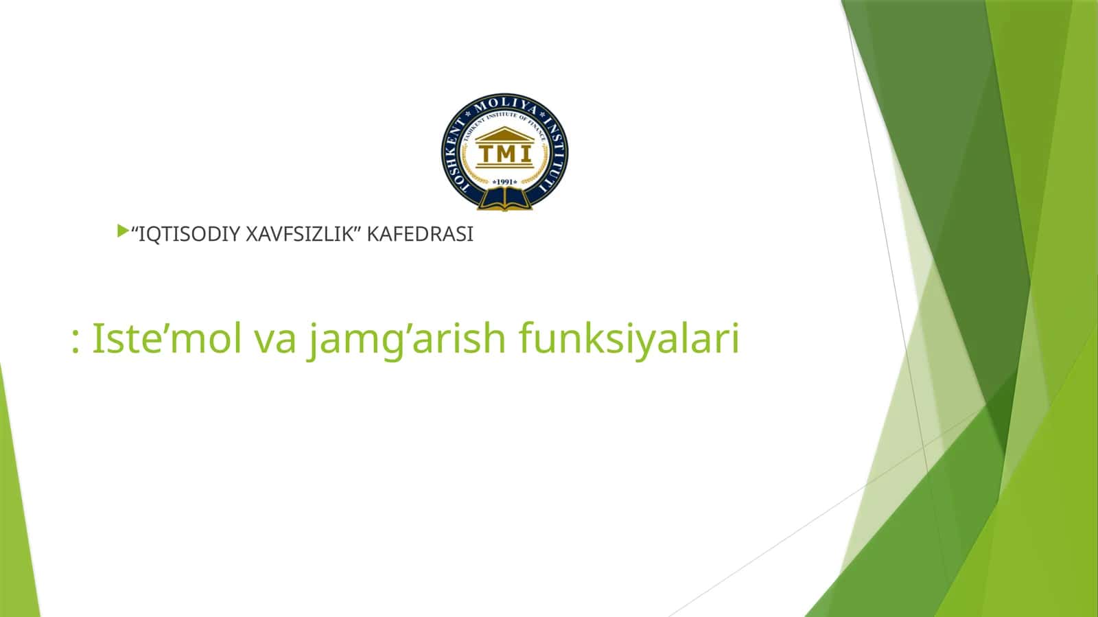 Iste’mol va jamg’arish funksiyalari 1