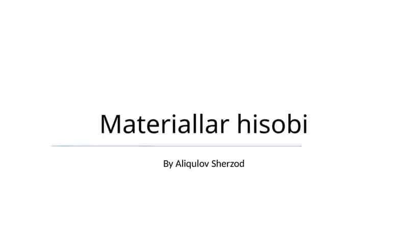 Materiallar hisobi 1