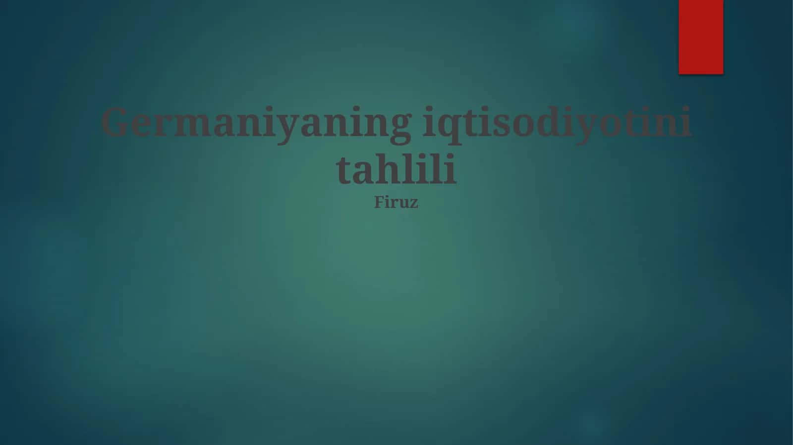 Germaniyaning iqtisodiyotini tahlili 1