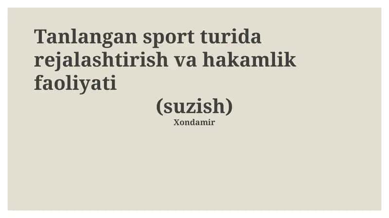 Tanlangan sport turida rejalashtirish va hakamlik faoliyati 1