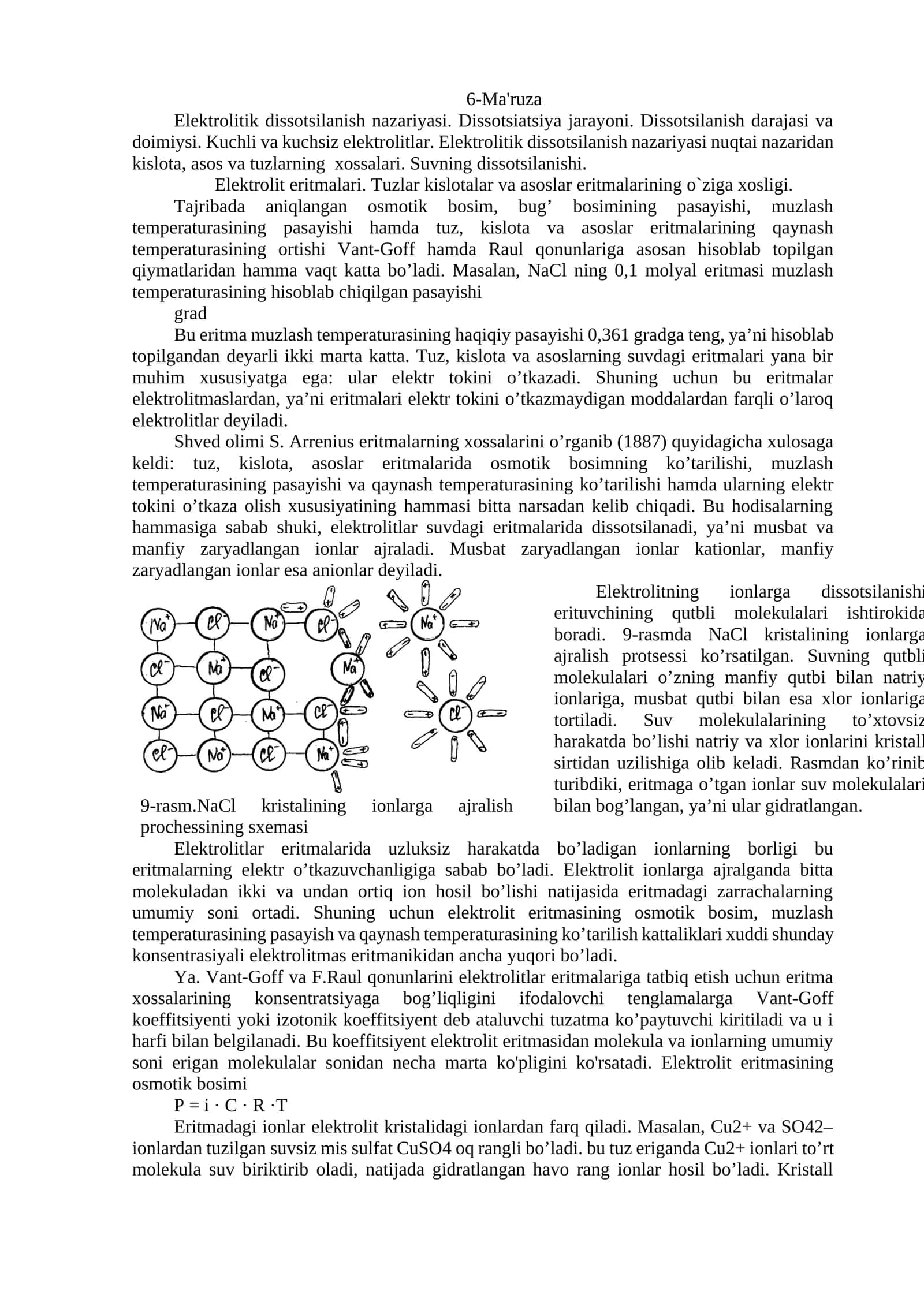 Elеktrolitik dissotsilanish nazariyasi 1