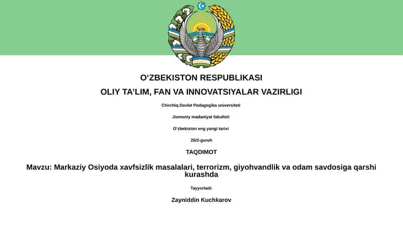 Oʻzbekiston eng yangi tarixi 25/2-guruh 1