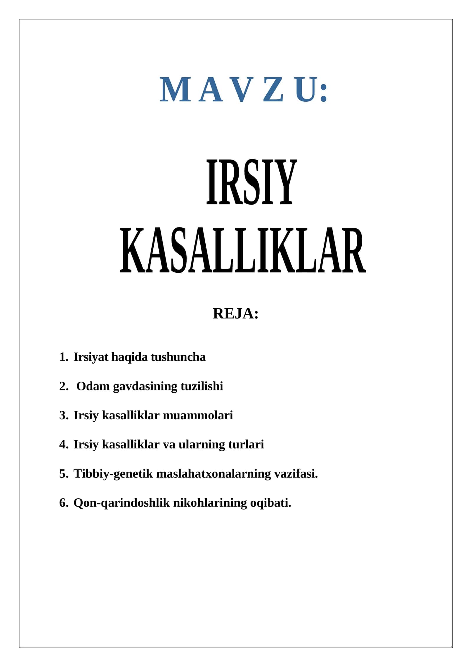 IRSIY KASALLIKLAR 1