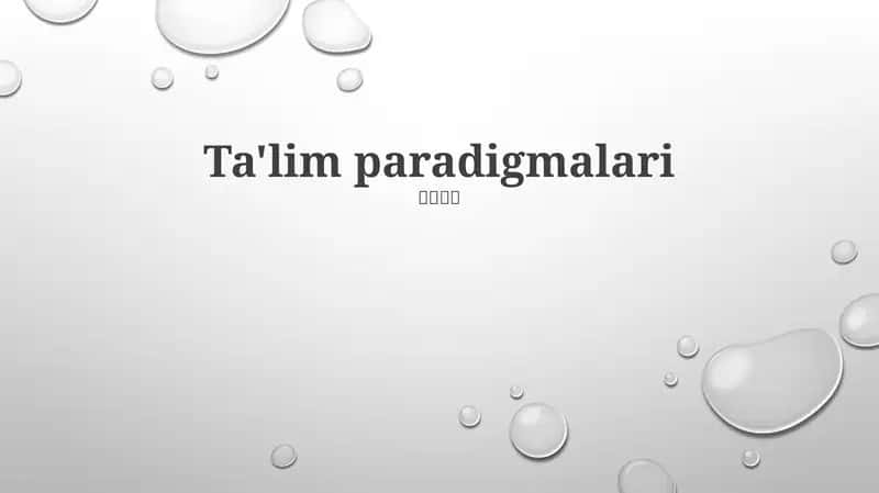 Ta'lim paradigmalari 1