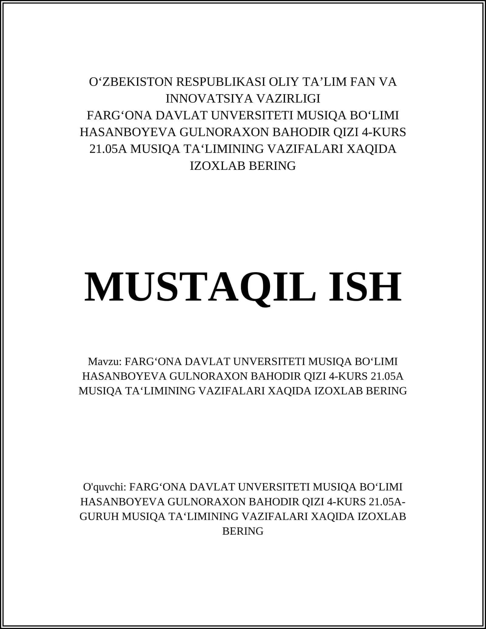 Musiqa Ta'limining Vazifalari 1