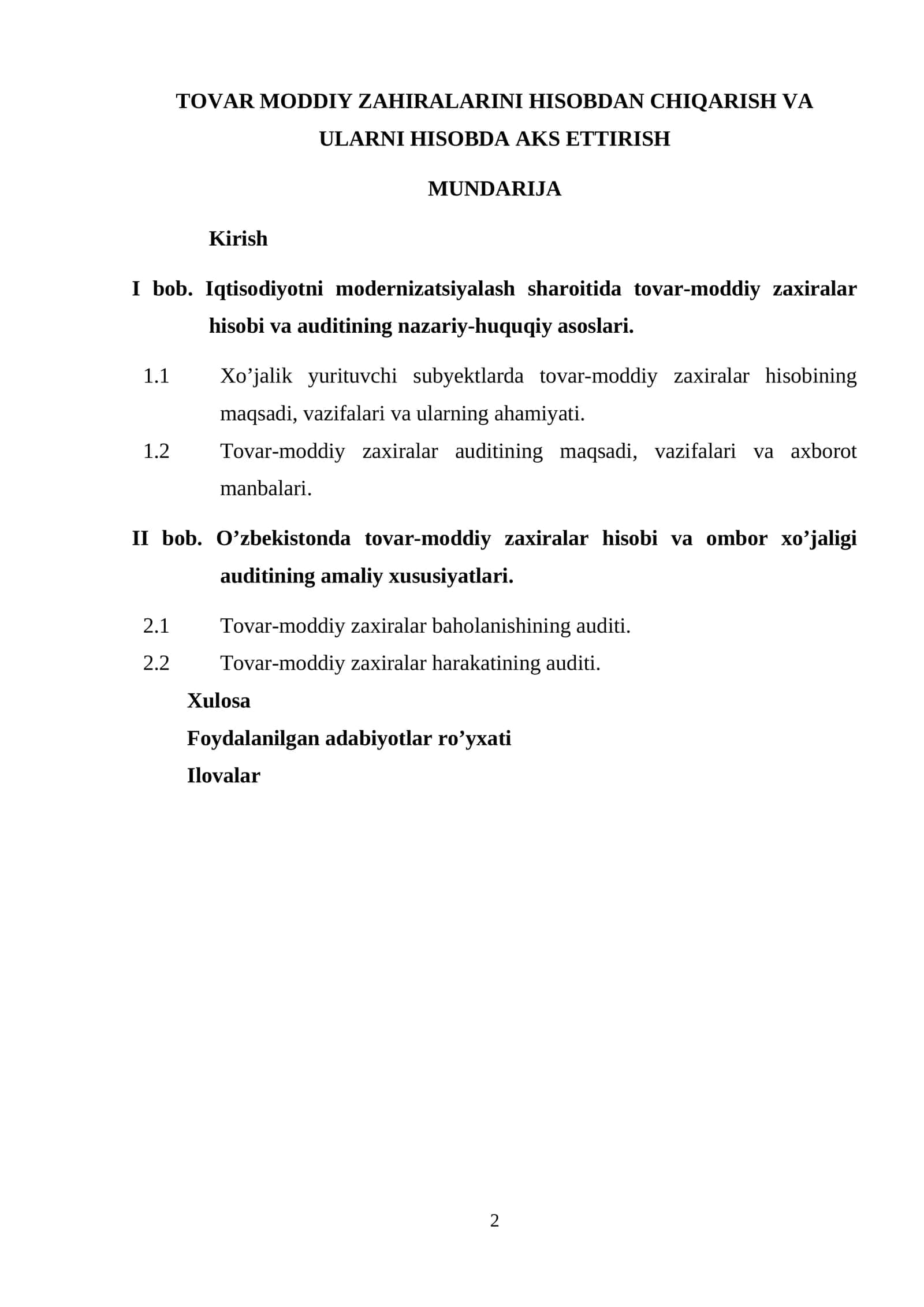TOVAR MODDIY ZAHIRALARINI HISOBDAN CHIQARISH VA ULARNI HISOBDA AKS ETTIRISH 1
