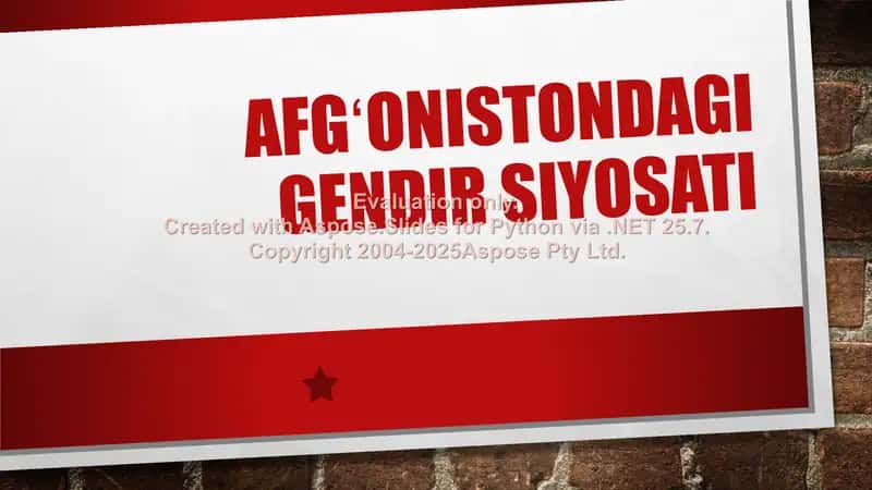Afg'onistonda gendir siyosati 1