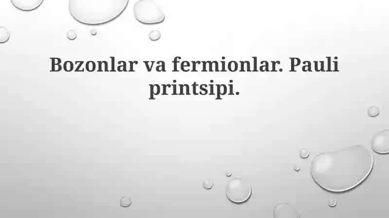 Bozonlar va Fermionlar: Asosiy Tushunchalar va Xususiyatlar
