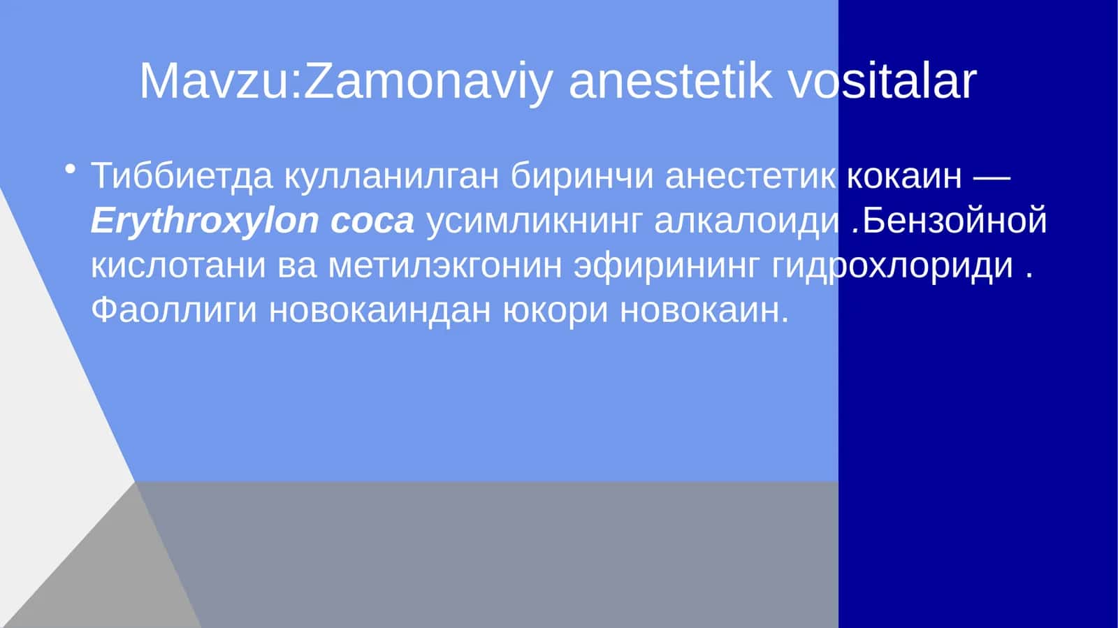 Zamonaviy anestetik vositalar 1