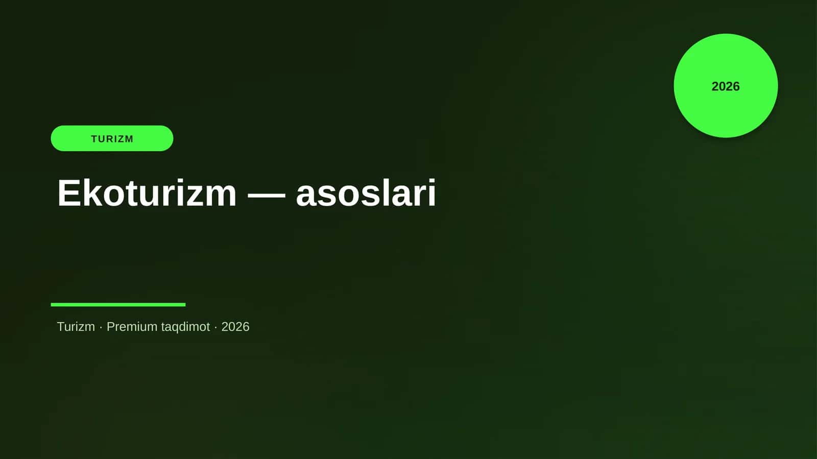 Ekoturizm — asoslari 1