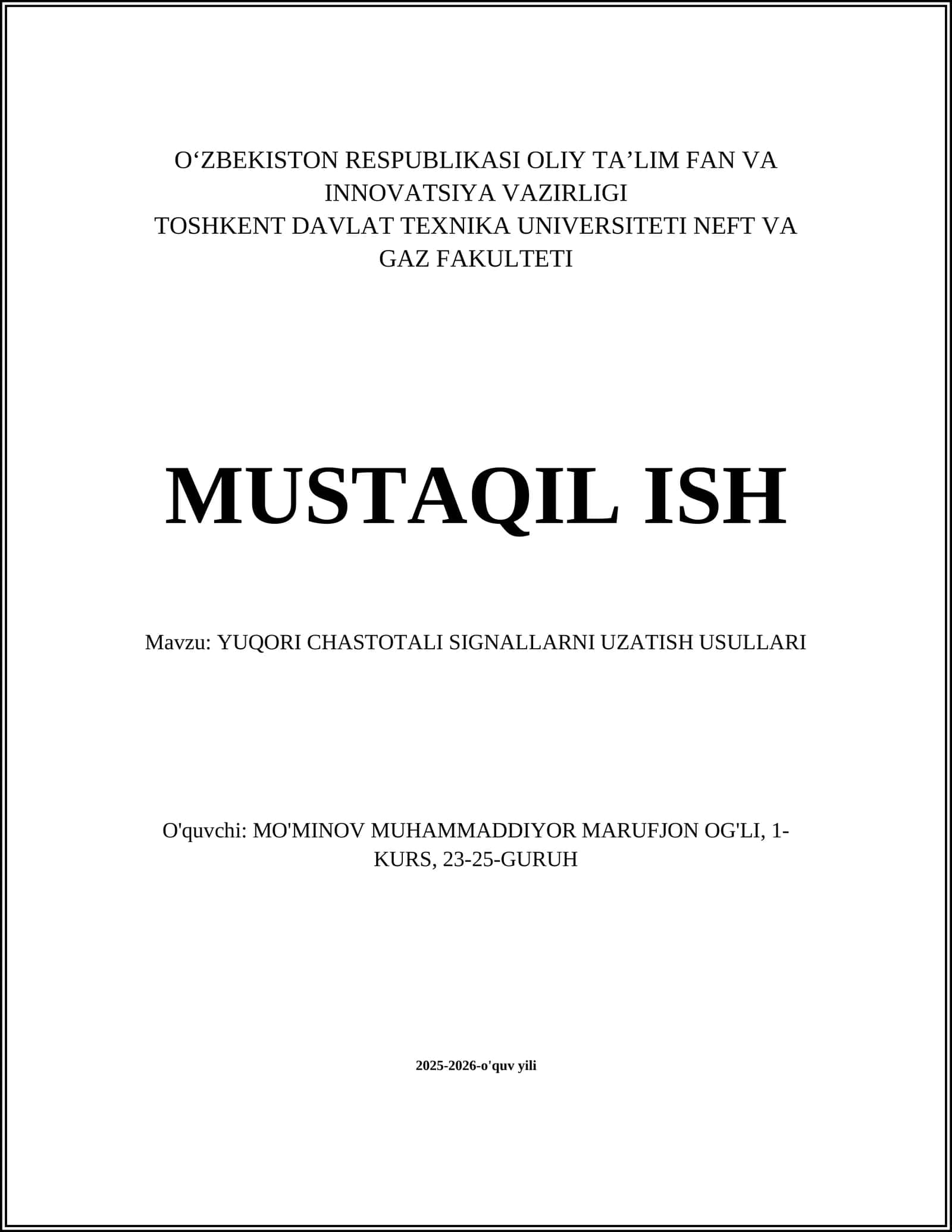 YUQORI CHASTOTALI SIGNALLARNI UZATISH USULLARI 1