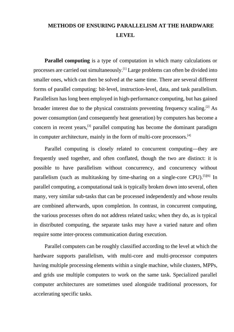METHODS OF ENSURING PARALLELISM AT THE HARDWARE LEVEL 1
