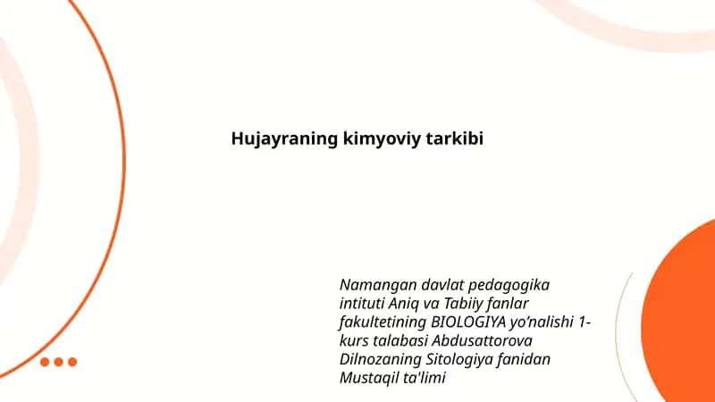 Hujayraning kimyoviy tarkibi 1