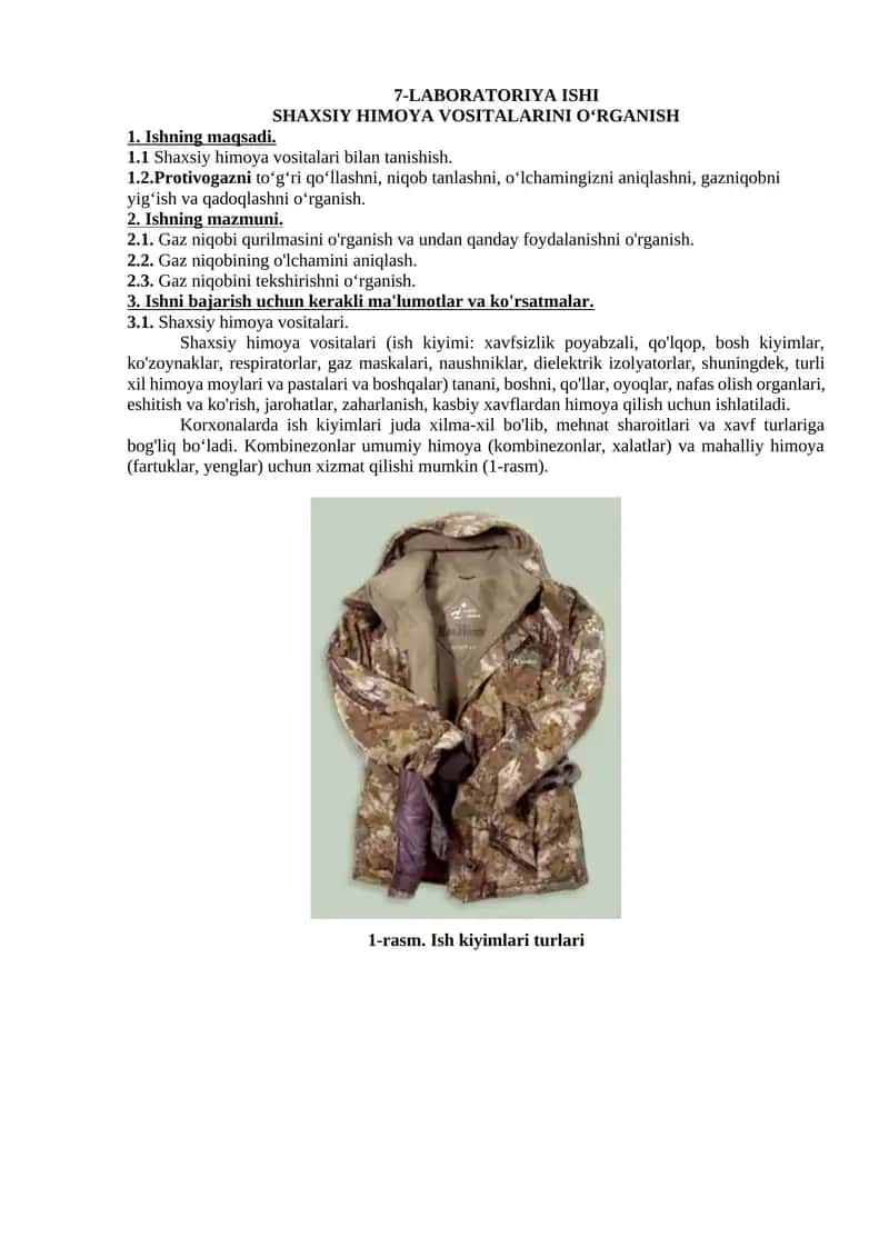 SHAXSIY HIMOYA VOSITALARINI O‘RGANISH 1