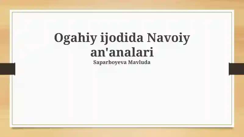 Ogahiy ijodida Navoiy an'analari