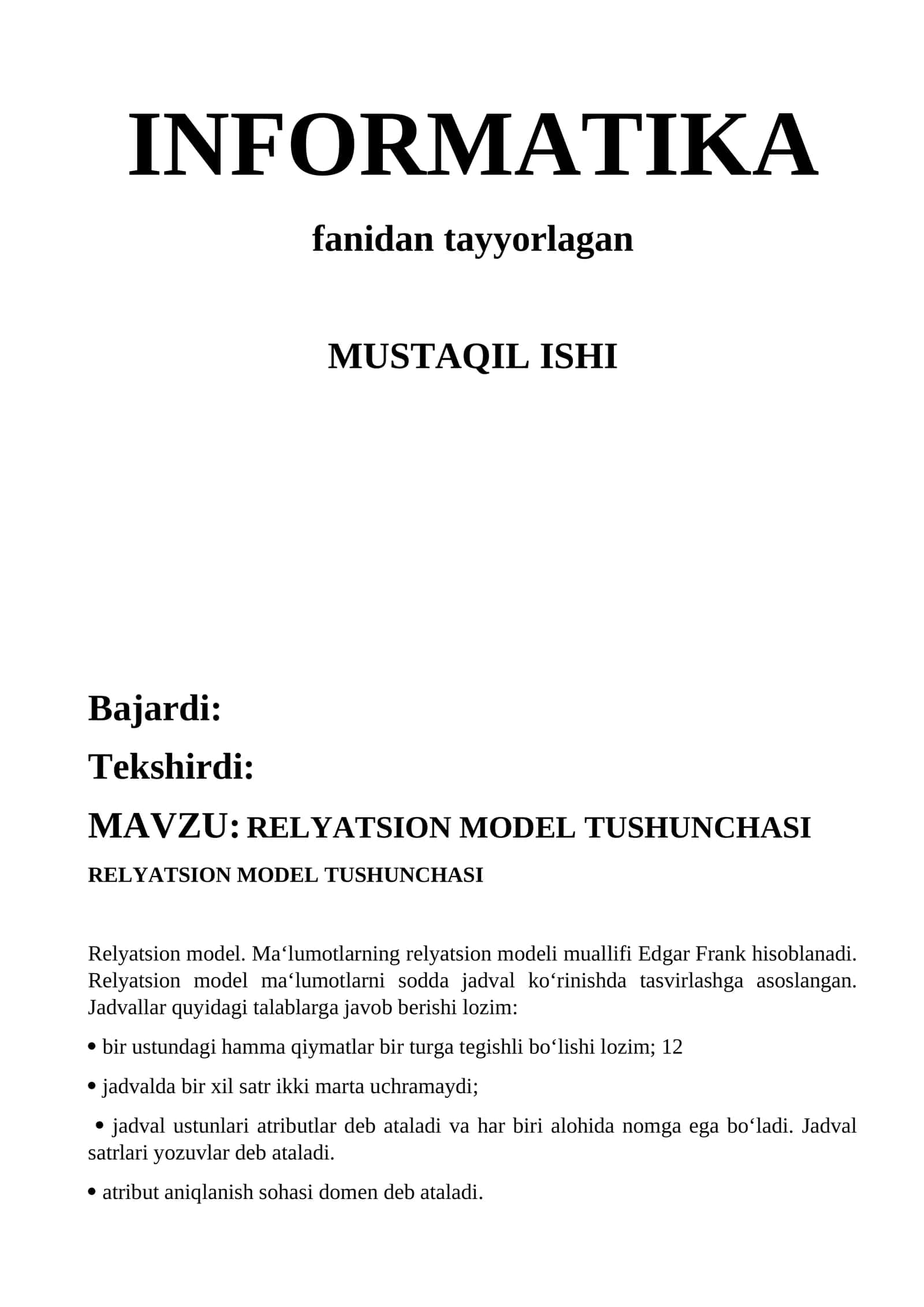 RELYATSION MODEL TUSHUNCHASI 1