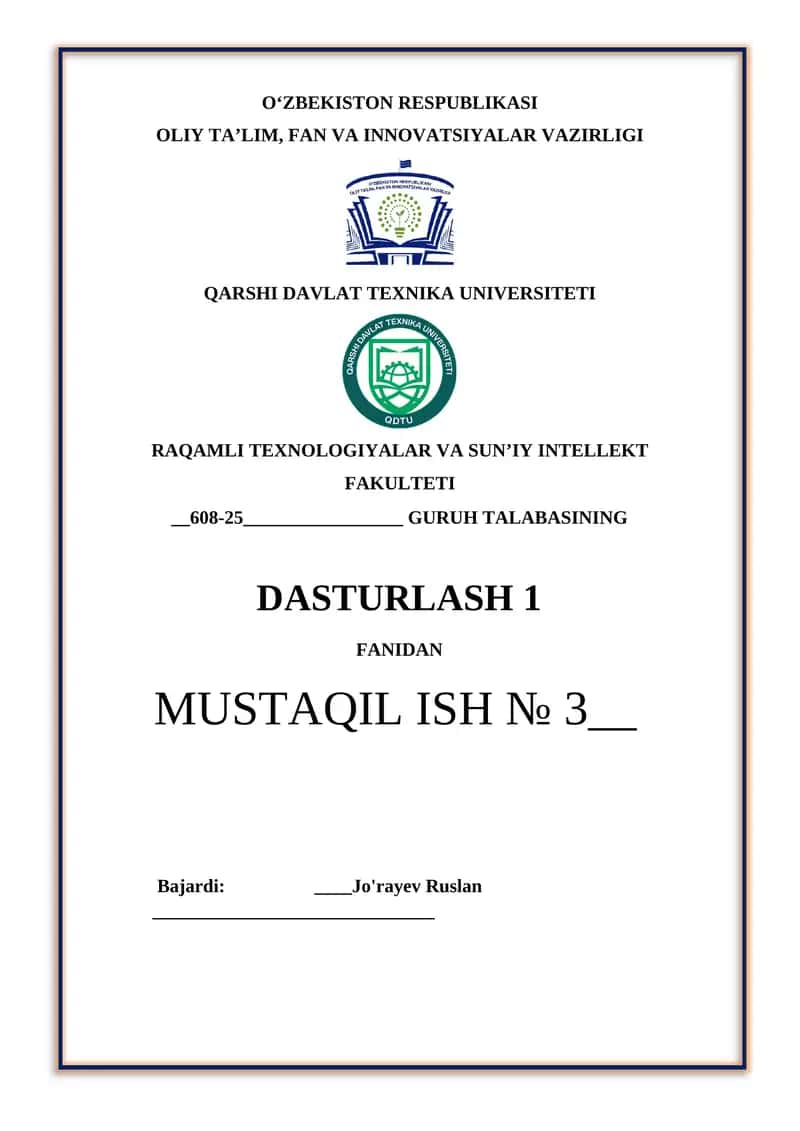 DASTURLASH 1 1