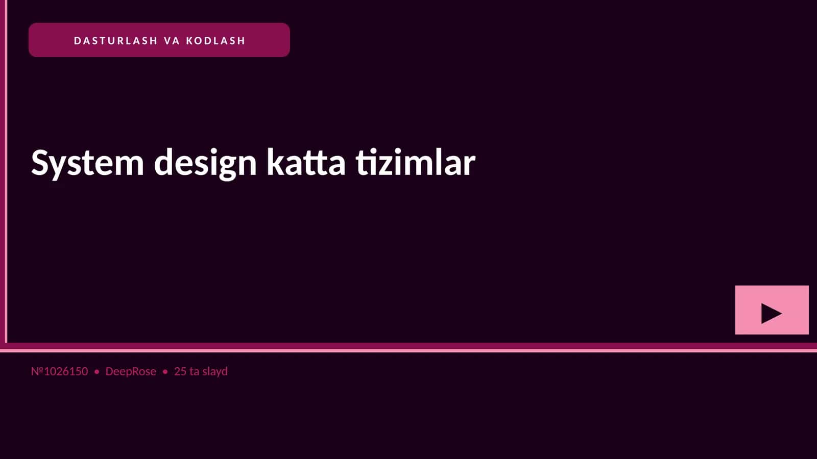 System design katta tizimlar 1