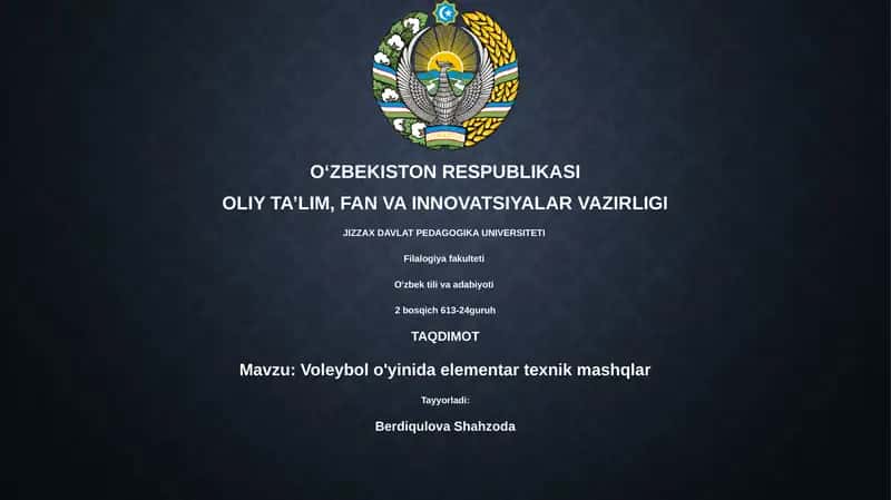Voleybol o'yinida elementar texnik mashqlar 1