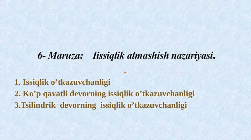 Issiqlik o’tkazuvchanligi 1