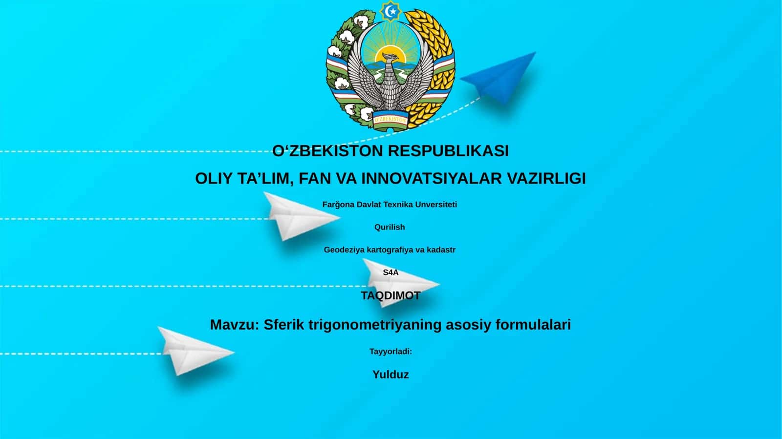 Sferik trigonometriyaning asosiy formulalari 1