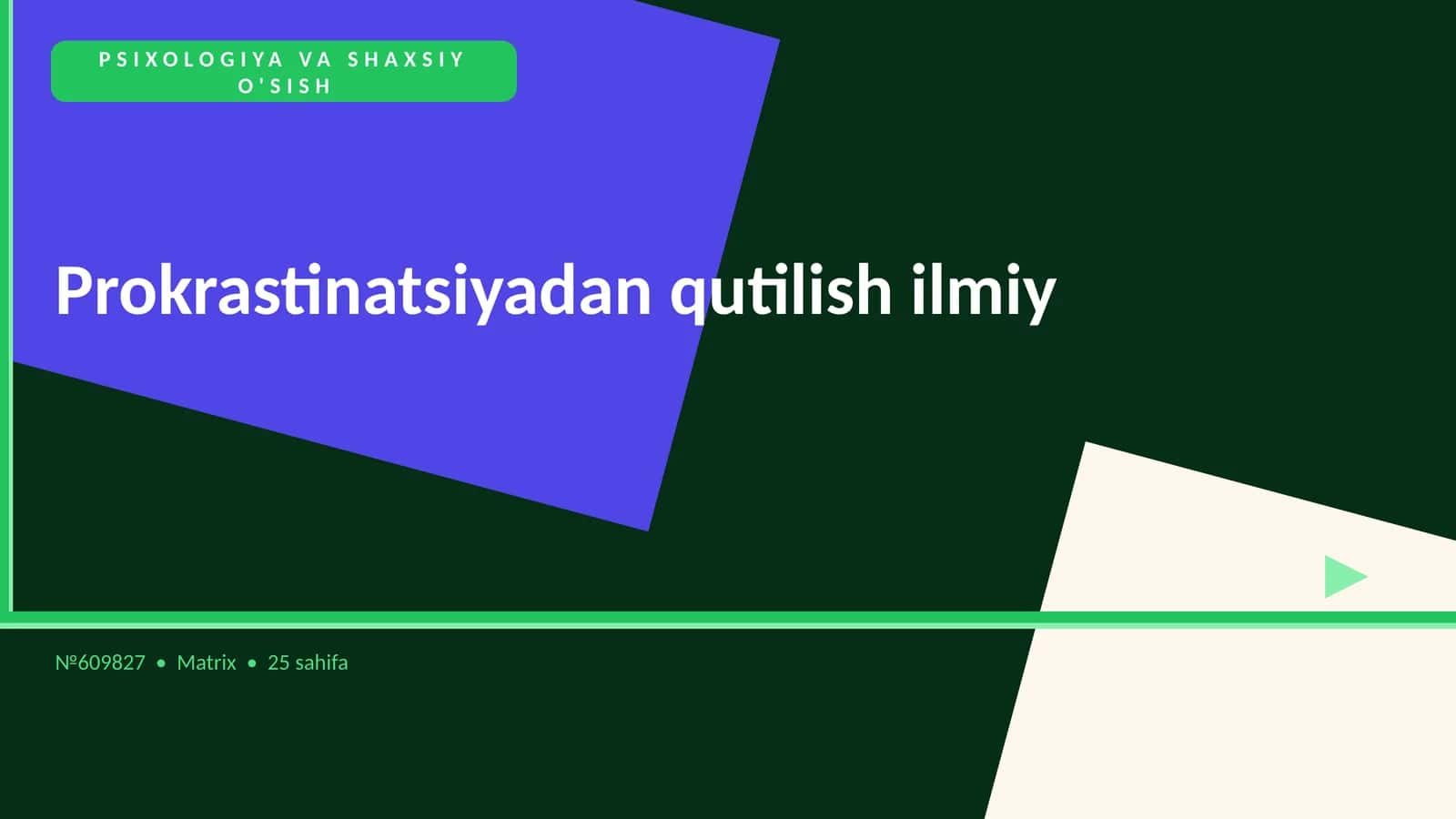 Prokrastinatsiyadan qutilish ilmiy 1