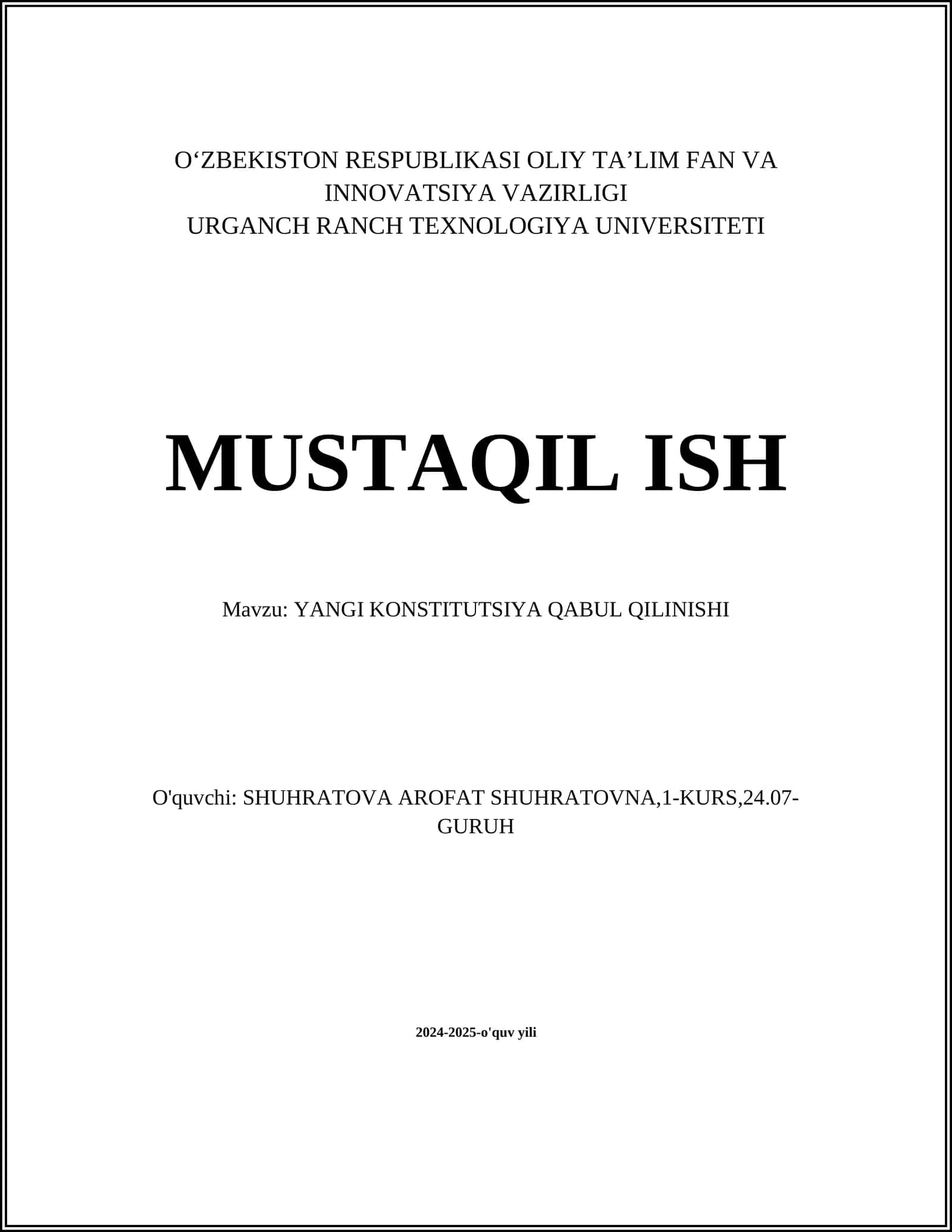 YANGI KONSTITUTSIYA QABUL QILINISHI 1