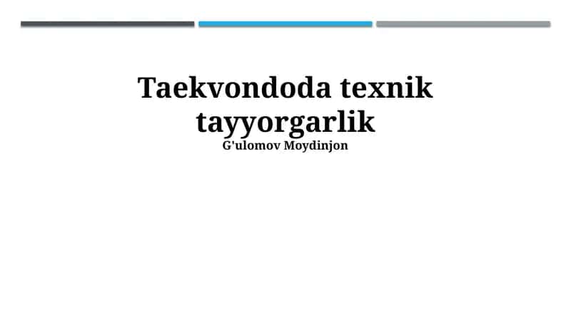Taekvondoda Texnik Tayyorgarlik 1