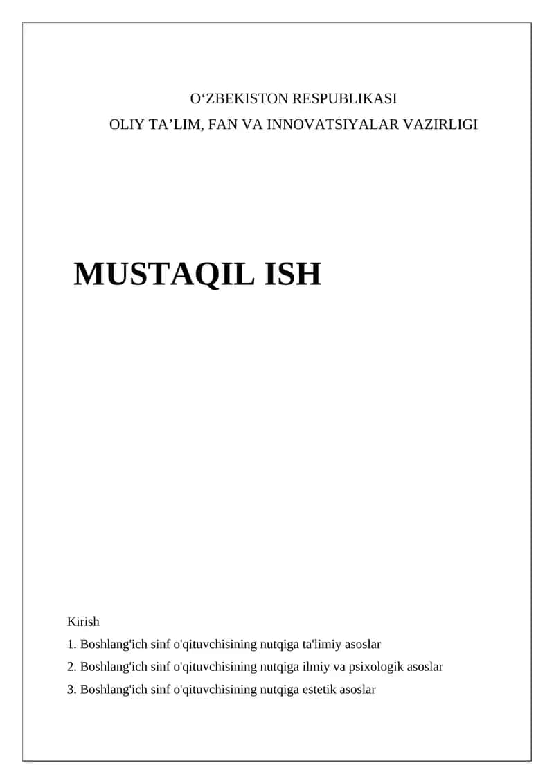 Boshlang'ich sinf o'qituvchisining nutqi: Asosiy tushunchalar 1