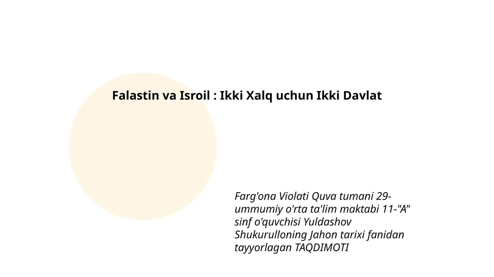 Falastin va Isroil: Ikki Xalq uchun Ikki Davlat 1